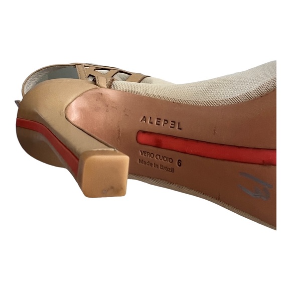 Alepel Mesh Detail Women’s Pump Size 6 Champagne/Gold Stilleto - Picture 7 of 8